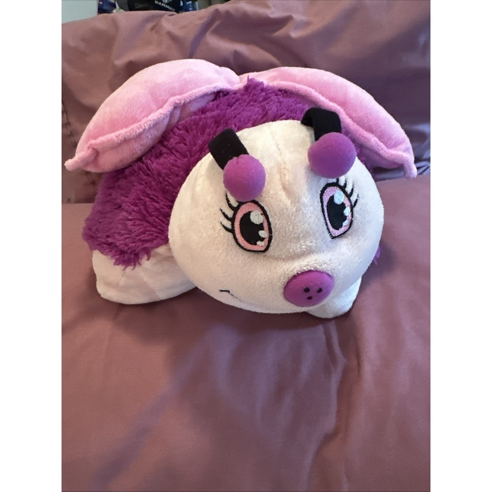 Vtg Pillow Pet BUTTERFLY PLUSH Purple Pink Large 18" Stuffed Animal 2010 Used